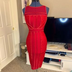 BEBE Red lace dress